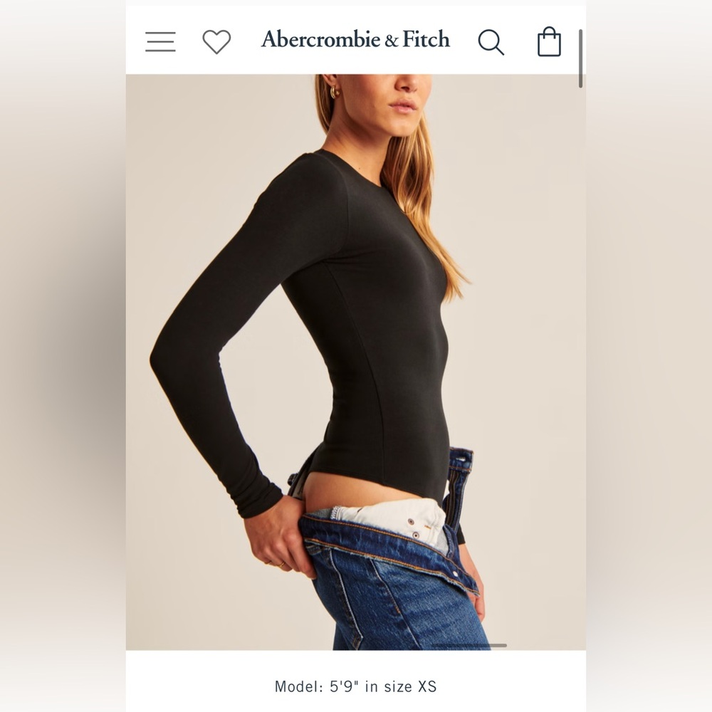 Abercrombie & Fitch Cotton Blend Black long Sleeve Body Suit
